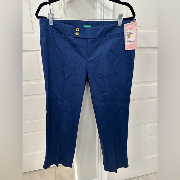 Lilly Pulitzer Pants - Lilly Pulitzer Bailey Solid Palm Beach Fit Crop Capri Pants Sz 10 Navy Blue NEW*